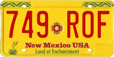 NM license plate 749ROF