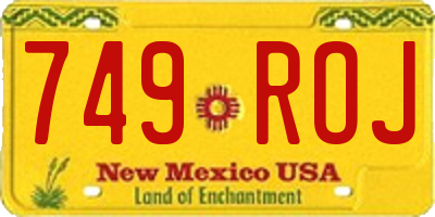 NM license plate 749ROJ
