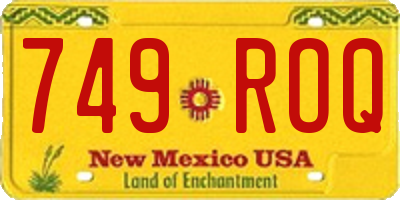 NM license plate 749ROQ
