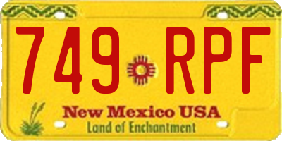 NM license plate 749RPF
