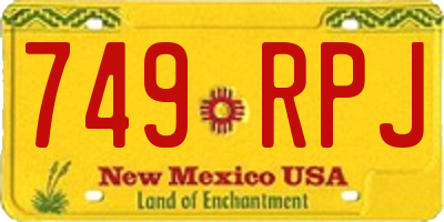 NM license plate 749RPJ