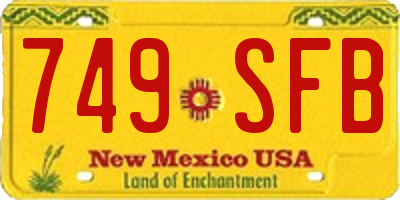 NM license plate 749SFB