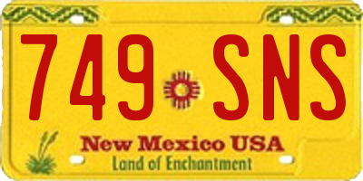NM license plate 749SNS