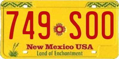 NM license plate 749SOO