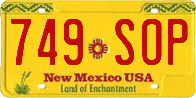 NM license plate 749SOP