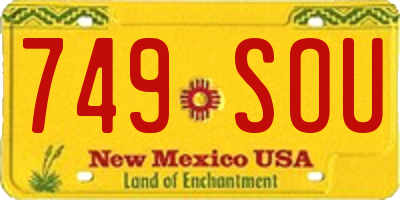 NM license plate 749SOU