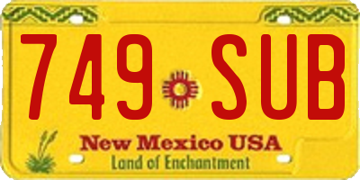 NM license plate 749SUB