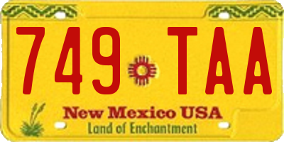 NM license plate 749TAA