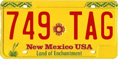 NM license plate 749TAG
