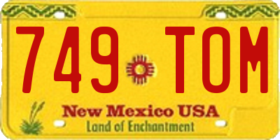 NM license plate 749TOM