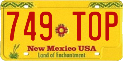 NM license plate 749TOP