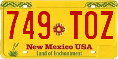 NM license plate 749TOZ