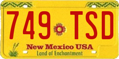 NM license plate 749TSD