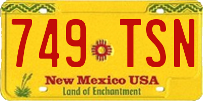 NM license plate 749TSN
