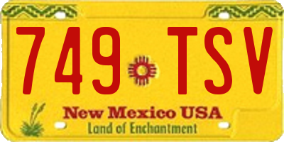 NM license plate 749TSV