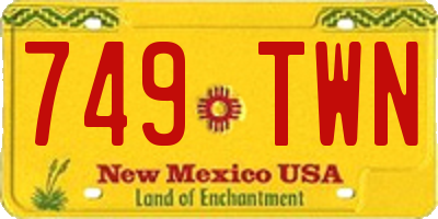 NM license plate 749TWN