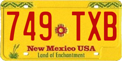 NM license plate 749TXB
