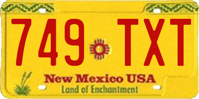 NM license plate 749TXT