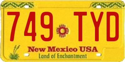 NM license plate 749TYD