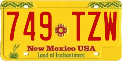 NM license plate 749TZW