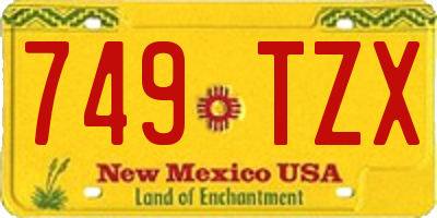 NM license plate 749TZX