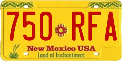 NM license plate 750RFA