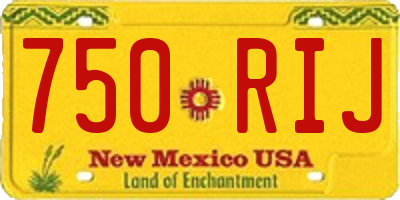 NM license plate 750RIJ