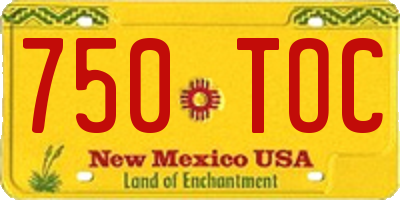 NM license plate 750TOC