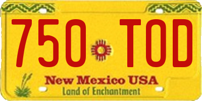 NM license plate 750TOD