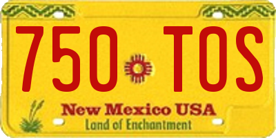 NM license plate 750TOS