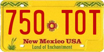 NM license plate 750TOT