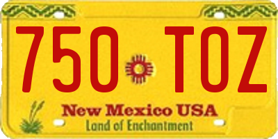 NM license plate 750TOZ
