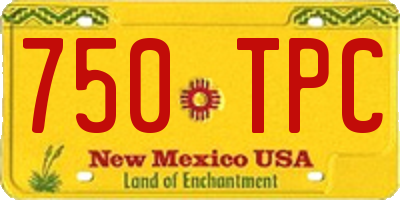 NM license plate 750TPC