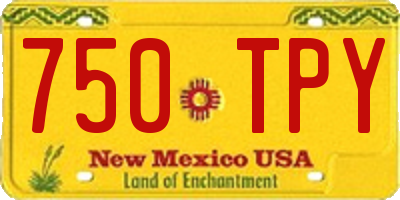 NM license plate 750TPY