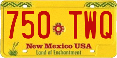 NM license plate 750TWQ