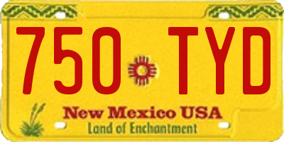 NM license plate 750TYD