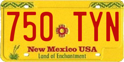 NM license plate 750TYN