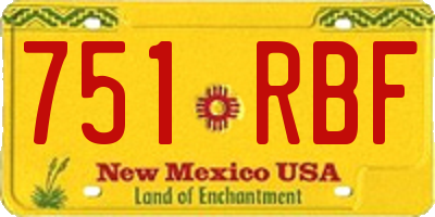 NM license plate 751RBF