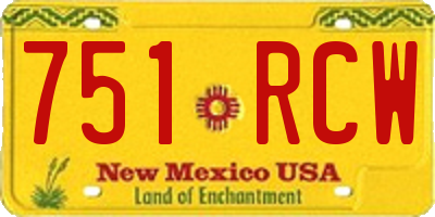 NM license plate 751RCW