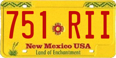 NM license plate 751RII