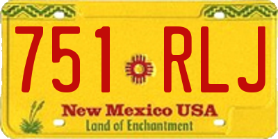 NM license plate 751RLJ