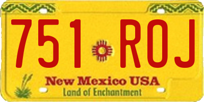 NM license plate 751ROJ
