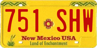 NM license plate 751SHW