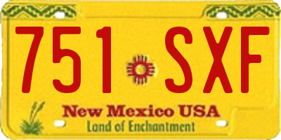 NM license plate 751SXF