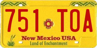 NM license plate 751TOA