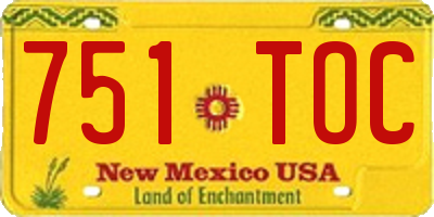 NM license plate 751TOC