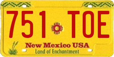 NM license plate 751TOE