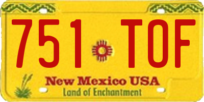 NM license plate 751TOF