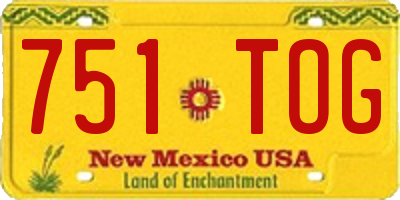 NM license plate 751TOG