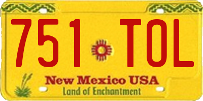 NM license plate 751TOL